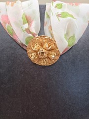 Vintage Filigree Scarf Ring Clip Western Germany Ornate Goldtone Round Detailed