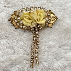 Vintage Ceramic Flower Brooch Lot of 2 Pins AS IS