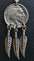 Vintage Silver Indian Head Nickel Pendant Necklace
