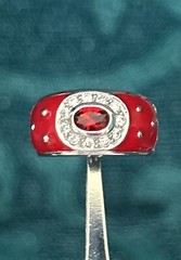 VTG.SIGNED RP STERLING SILVER 925 CLEAR & RED STONES RED ENAMEL RING SZ 5 Cute