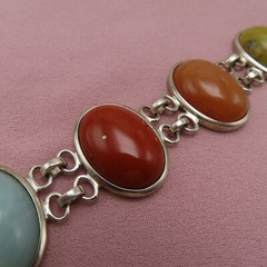 Whitney Kelly Sterling Silver Bracelet Tiger Eye Jasper Gemstones 8.5 in 703f