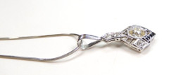 Antique Art Deco European Diamond Pendant Necklace Length 16″ Platinum 1920’s