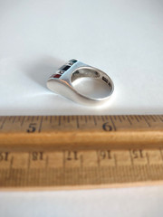 Vintage Sterling 925 ND NP? High Profile Modernist Inlay Ring Size 8.5 *7 Grams
