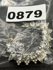 Vintage Unique Large 2.5” Pot Metal Art Deco Rhinestone Crescent Brooch Pin