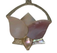 Vintage Alpaca Mexico 1980s Mother of pearl lotus flower earrings