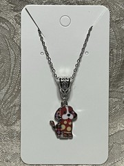 Adorable Cartoon Dog Puppy Floral Silver Enamel Bohemian Fashion Necklace 18”
