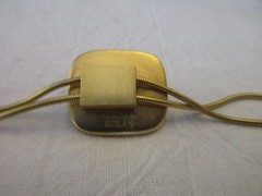 Signed Michal Golan Gold Tone Lariat Bolo Long Sliding Necklace with Tips/Aglets