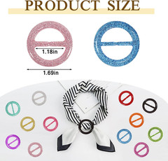 12PCS Silk Scarf Ring Clip T-shirt Tie Clips for Women Fashion Resin Ring Scarve