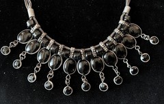 Vintage Silver and Black Onyx Choker Necklace 15 1/2”