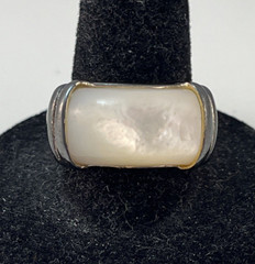 Vintage 925 Sterling Silver MOP Mother of Pearl Ring Size 7 HONG KONG