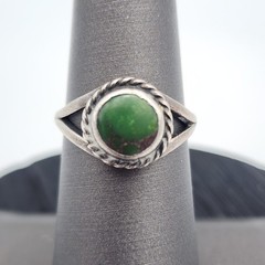 Vintage Sterling Silver Green Turquoise Ring Split Shank Sz 5.5 Southwest Matrix