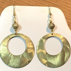 NEW LISTING* LG.HANDCRAFTED VTG.ENGRAVED GOLDEN BRASS- OPEN RING- EARRINGS-NEW#1