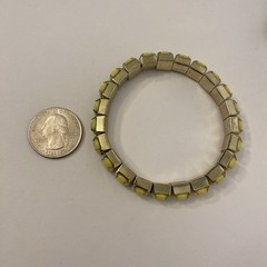 Vintage Yellow Pave Set Plastic Stone Stretch Bracelet Silver Tone Mid Century