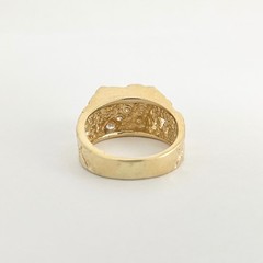 Vintage 1980’s Men’s Diamond Flat Top Nugget Ring 14K Yellow Gold, 9.38 Grams
