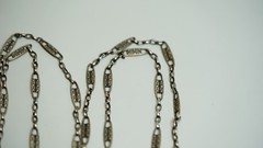 Art Deco German Silver Gustav Hauber Muff Guard Chain Necklace Bar Links Rivets