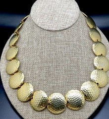 RJ Graziano Circular Hammered Disc 17″ TO 20″ Necklace Signed NEW