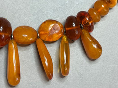 Vintage Baltic Amber Statement Necklace 46.9g Graduated Teeth Beads Cognac Honey