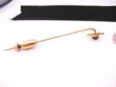 Antique Art Nouveau Deco Era 14K GF Sugarloaf Amethyst Tie Cravat Stick Pin