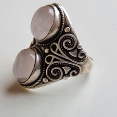 Vintage Ancient Victorian Ring Sterling Silver Quartz Stone Size 10