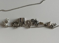 VTG Charm Necklace Sterling Silver 20” Rolo Chain 3D Assorted 7 Wolf Horse Lion