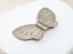Vintage Nickel Silver Butterfly Brooch- 2 1/4″ W