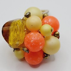 Eclectic Color 3 Piece Beaded Necklace Clip On Earrings Bracelet Vintage Set