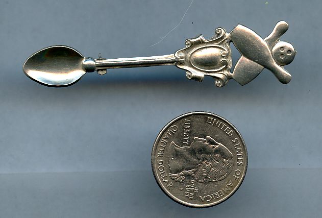 Vintage Sterling Silver Brooch Pin Miniature Spoon #6 Bowling P195