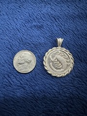 Vintage Sterling Silver Round Scorpio Horoscope Necklace Pendant, 1.25in Long