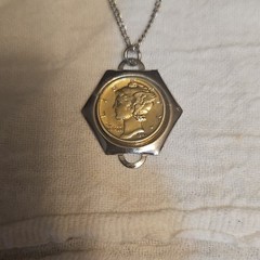 1940s Mercury Dime necklace with matching bracelet