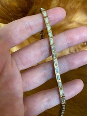 Vintage Anne Klein Crystal Bracelet Baguette Cut Gold Plated With Extender Link