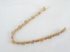 Zales 18K Gold on Sterling Silver 925 Multi Gemstone Tennis Bracelet Fits 7.5″