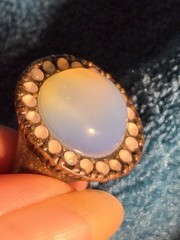 Vintage Avon Moon Glow Ring Opalescent Glass Halo Adjustable Comfort Sizer