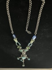 Vintage H. Dublin Signed Necklace Dangle Crystal Multicolor Bead Statement 18”