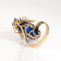 70s Vintage Diamond Insect Ring Sz 6 Large 14k Yellow Gold Fine Bee Jewelry