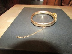 Antique Victorian Bates & Bacon Gold Filled Hinged Bracelet Monogram A pat 1905