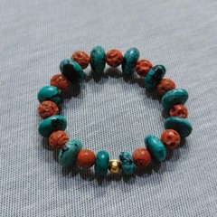 Natural Turquoise Coral Beads Bracelet Handmade Gemstone Stretch Jewelry