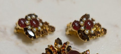 Juliana delizza pearl/rhinestone Brooch Earrings Set citrine Beautiful
