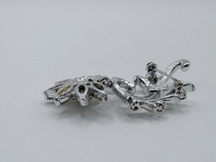 Vintage Corocraft Floral Dangle Brooch Silver Tone Signed
