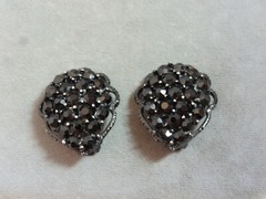 Vintage Black Enamel Rhinestone Filigree Floral Round Brooch Pin Cm 39