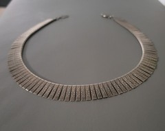 Vintage Cleopatra Egyptian Revival Choker Silver Tone Statement Necklace