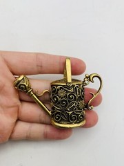 Vintage Adorable Gold Tone Floral Cottagecore Nature Garden Watering Can Pendant