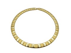 Vintage Gold-Tone Square Link Collar Necklace With Fold-Over Clasp Chunky