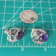 Vtg Sterling Silver Art Deco Amethyst Screwback Earrings Lot