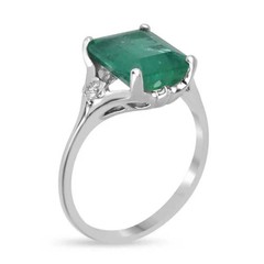 3.90 Ct Natural Emerald Art Deco Vintage Engagement Ring 925 Sterling Silver