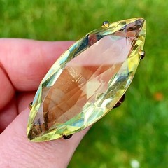 VINTAGE HUGE MASSIVE STATEMENT 10K GOLD MARQUISE LEMON GREEN QUARTZ CITRINE RING