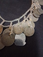 Coins From Around The World Necklace 1930s-60s Clear Beads String Custom Made