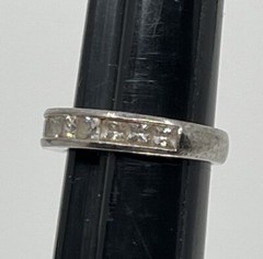 Vintage Estate Sterling Silver & Sparkly Cubic Zirconia Pave Ring Size 8