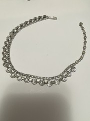 Vintage Rhinestone Choker 12-15.5 Inches Art Deco Style Silver Tone Adjustable