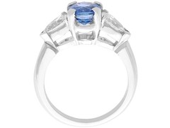 Vintage 1.83Ct Sapphire and 0.66Ct Pear Diamond Platinum Ring Circa 1980