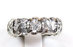 Antique Art Deco Diamond 14KW Eternity Wedding Band Ring Size 5.75 UK-L 6.25MM